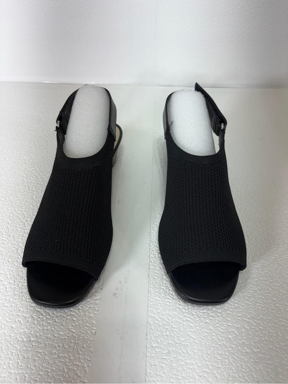 East 5th Black Knit Open-Toe Slingback Mules s312